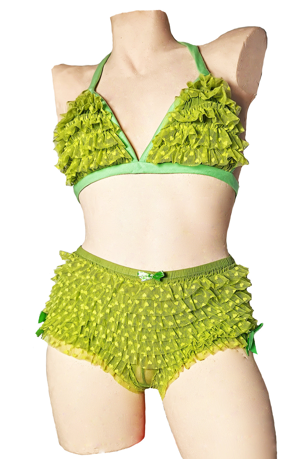 Frilly Heart Bra and Knicker Shorts Set