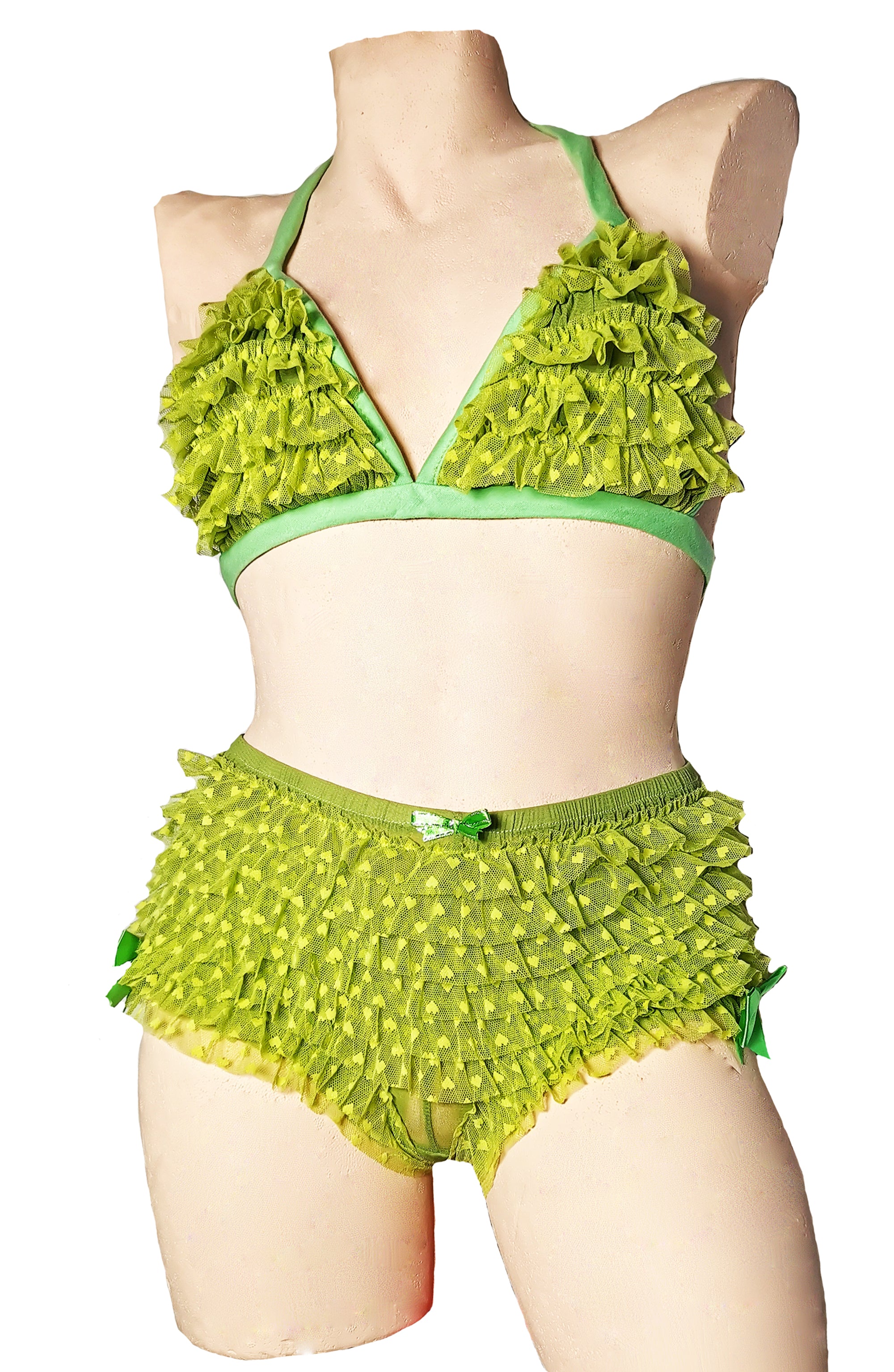 Frilly Heart Bra and Knicker Shorts Set