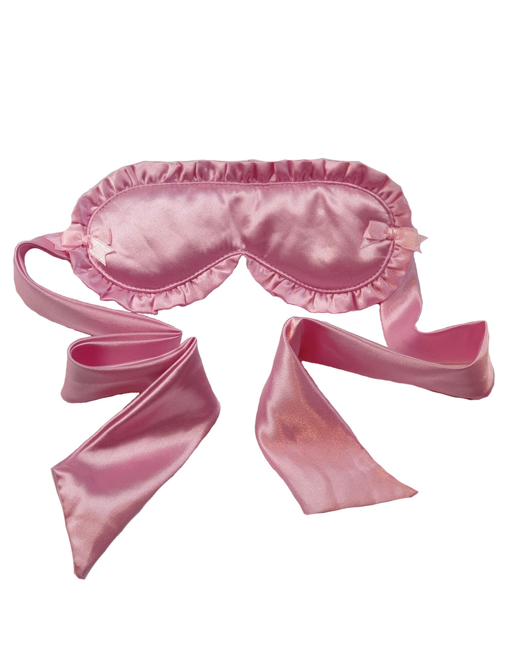 Satin Tie Ruffled Eyemask, Embroidered Blindfold