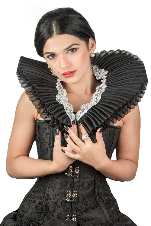 Black neck ruff with white lace
