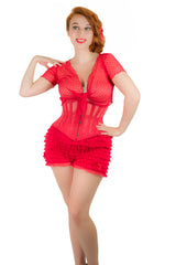 Sold out - Lola Underbust Red Mesh Corset