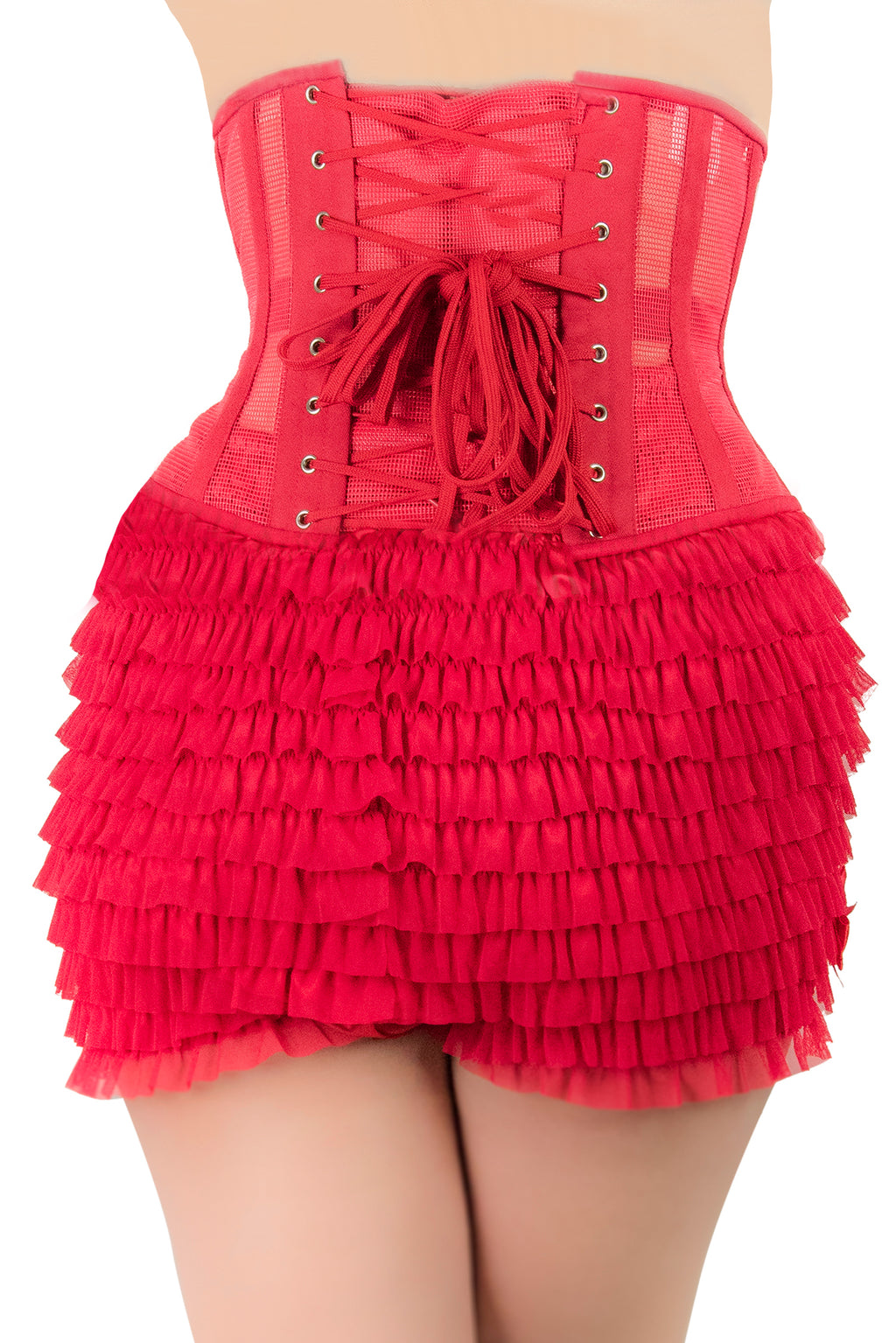 Sold out - Lola Underbust Red Mesh Corset