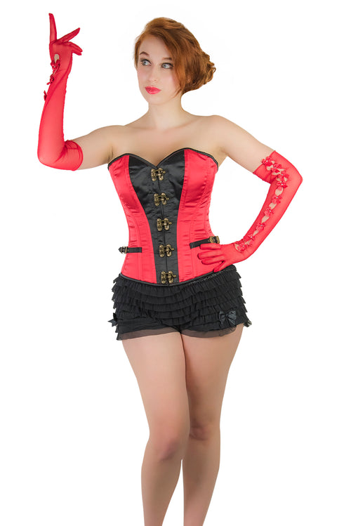 Clearance - Norma Overbust Corset Red Black