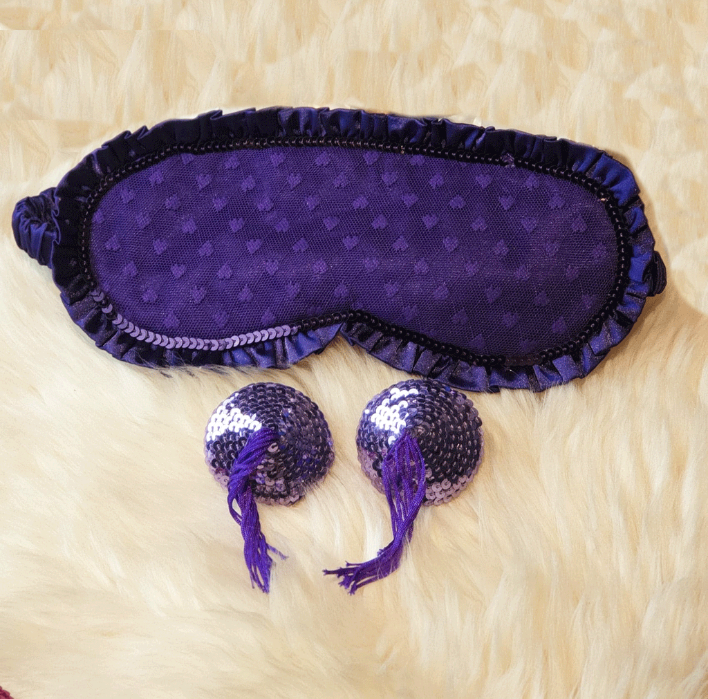 Eye mask Heart Tassel Set