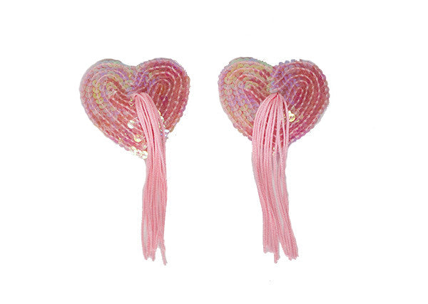 Pink Sequin Heart Nipple Pasties – Extasy