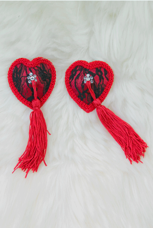 Lace Nipple Pasties with Diamond Studs